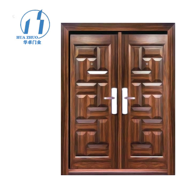 ZHOULV DOOR security steel luxury double door with smart lock