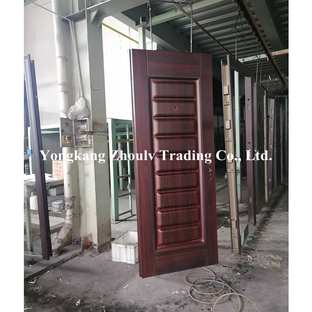 ZHOULV DOOR Exterior Steel Modern Design Solid Wood Exterior Main Stainless Steel Double Entrance Doors