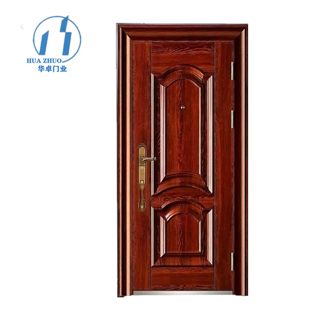 ZHOULV DOOR Exterior Steel Modern Design Solid Wood Exterior Main Stainless Steel Double Entrance Doors