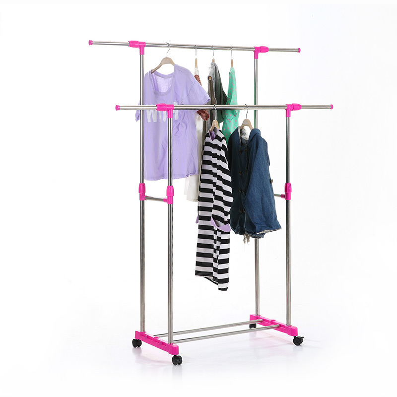 Radiator Stainless Steel Folding  Clothes Drying Rack Double Rail Standing Clothing Rack