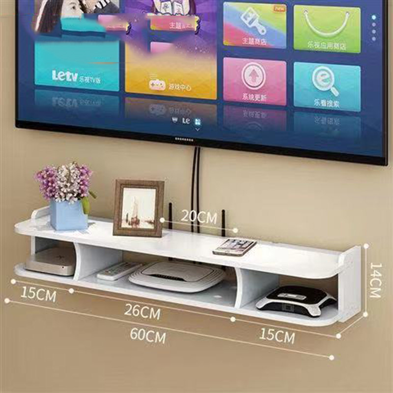 Perforation-free living room TV wall set-top box shelf wall mounted shelving router storage box