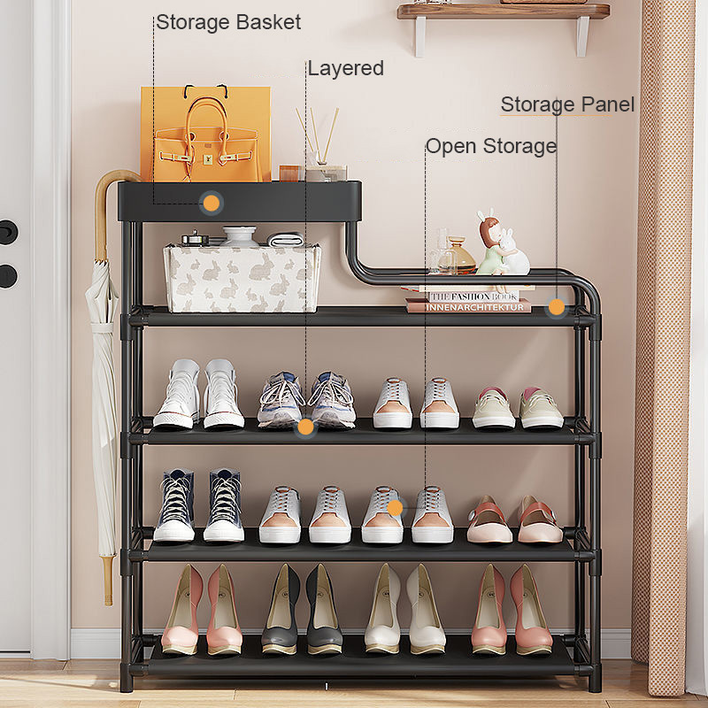 Simple design home shoe rack storage basket organizer space saving portable shoe storage rack