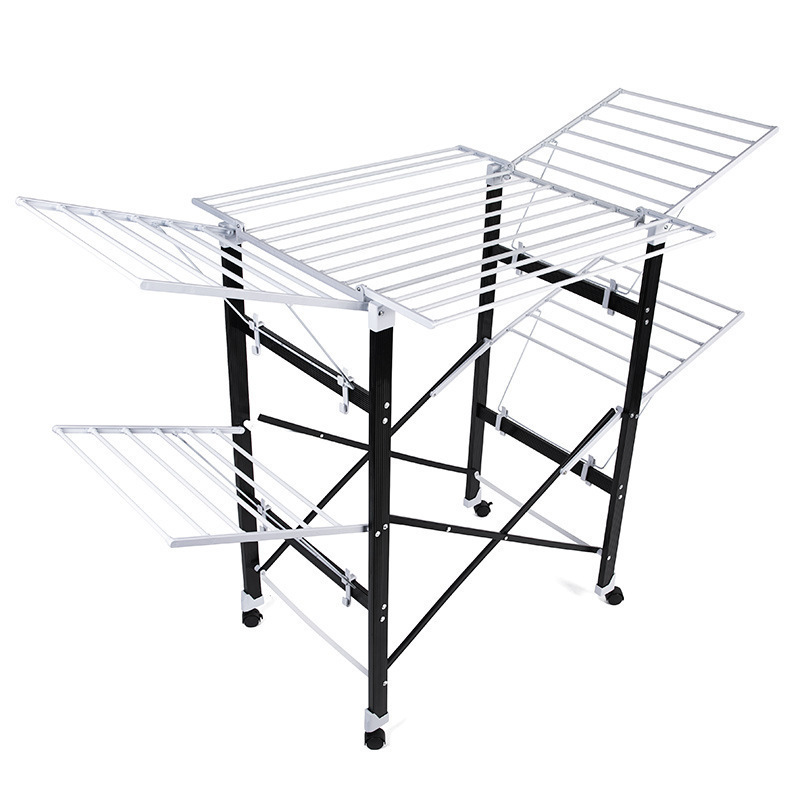 Manufacturers luxury balcony with wheel creative multi-functional drying rack indoor folding double-layer drying rack