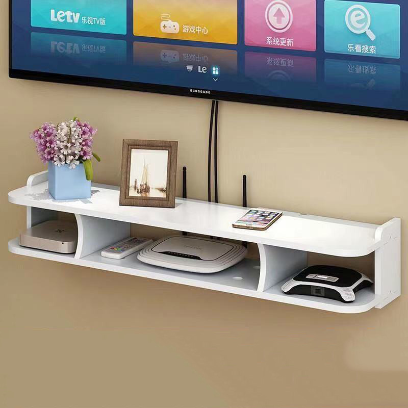 Perforation-free living room TV wall set-top box shelf wall mounted shelving router storage box