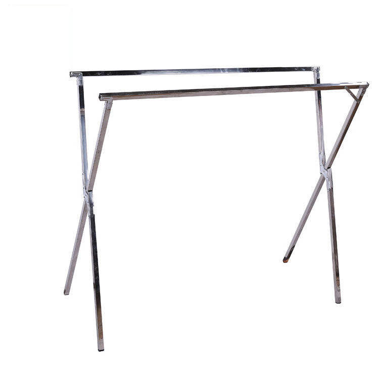 Outdoor Universal galvanized steel pipe X Folding clothes rack with windbreak hook