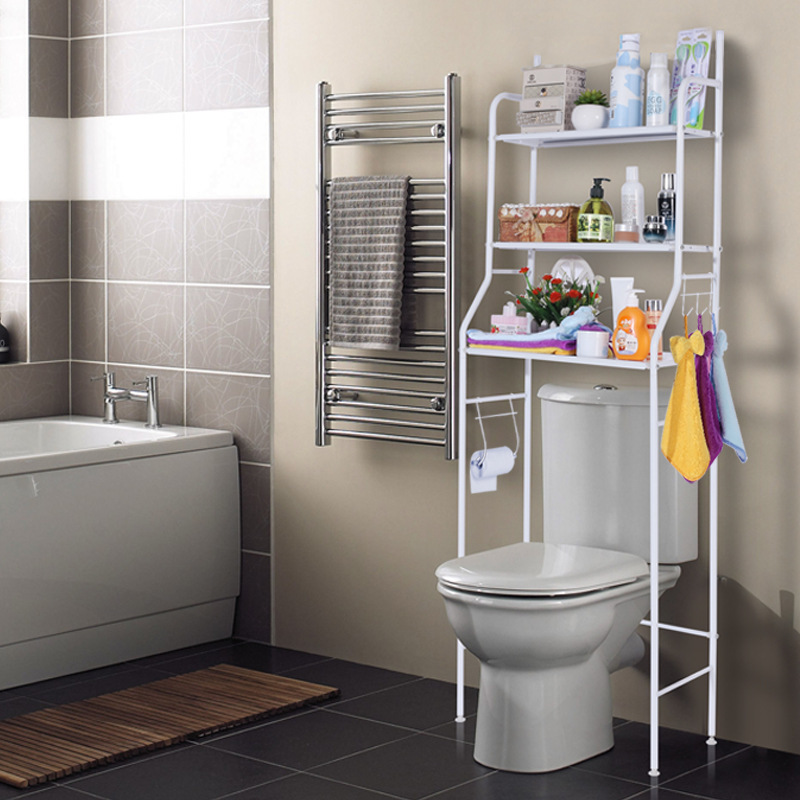 Household 3-Layer Floor standing Bathroom Space Saver Over Toilet Washing Machine Storage Rack Freestanding Shelves