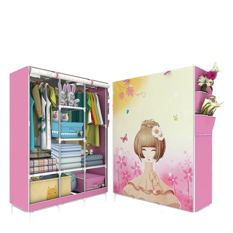 Steel Tube Bedroom Non-Woven Cloth Fabric Simple Wardrobe Designs Portable Storage Cabinet Cloth Closet