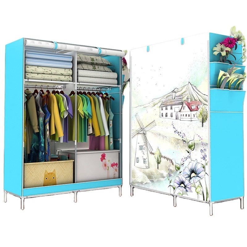 Steel Tube Bedroom Non-Woven Cloth Fabric Simple Wardrobe Designs Portable Storage Cabinet Cloth Closet