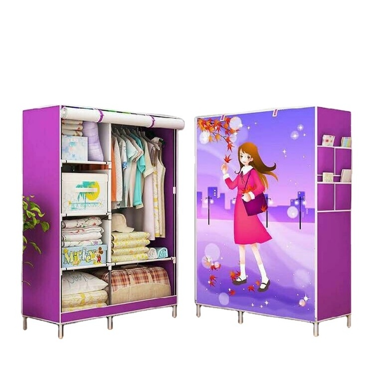 Steel Tube Bedroom Non-Woven Cloth Fabric Simple Wardrobe Designs Portable Storage Cabinet Cloth Closet