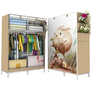 Steel Tube Bedroom Non-Woven Cloth Fabric Simple Wardrobe Designs Portable Storage Cabinet Cloth Closet