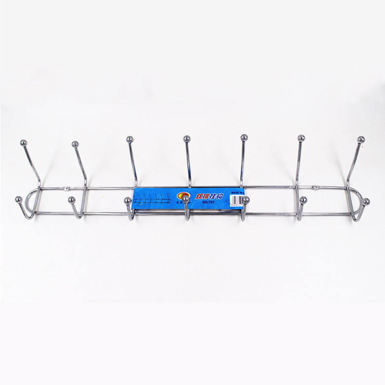 Multi-Functional Double-Row Stainless Steel Plating Metal 5 Hooks Coat Towel Rack