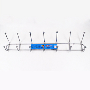 Multi-Functional Double-Row Stainless Steel Plating Metal 5 Hooks Coat Towel Rack