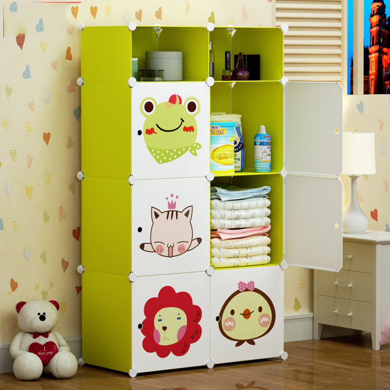 2019 New Cartoon Simple Wardrobe Design DIY Free Assemble Plastic Bedroom Wardrobe For Kids For Men