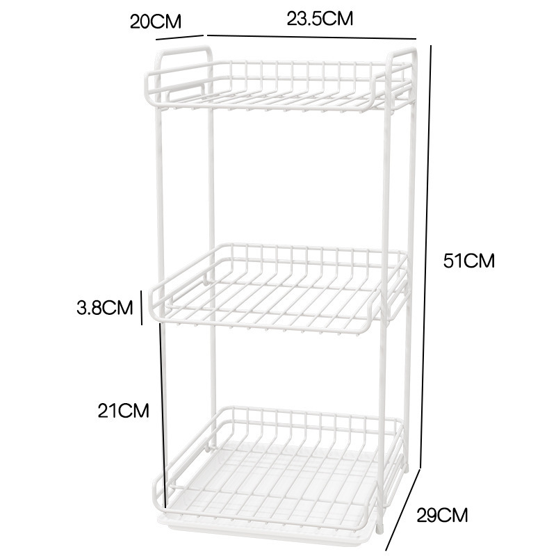 3 tiers bathroom cabinet spice storage rack Square Metal Wire kitchen  dish shelf