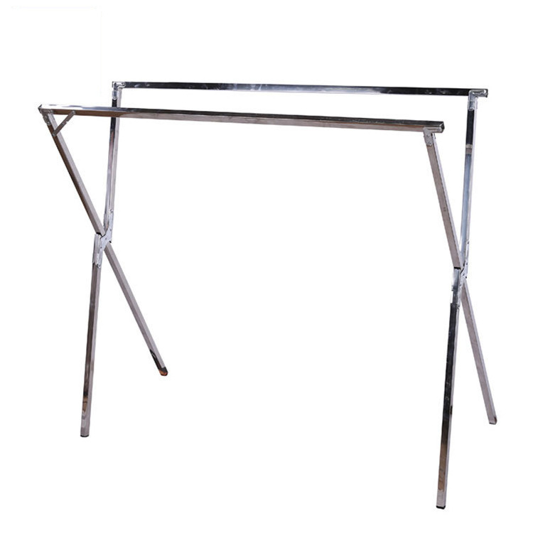 Outdoor Universal galvanized steel pipe X Folding clothes rack with windbreak hook