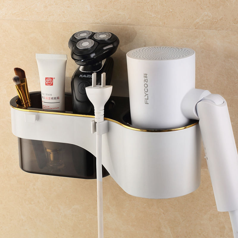 Perforation-free electric hair dryer shelf Suction cup wall-mounted bathroom shelf Bathroom blower storage shelf