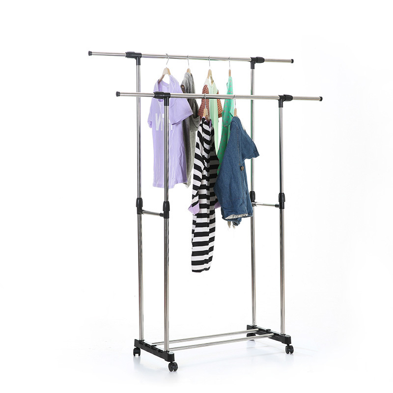 Radiator Stainless Steel Folding  Clothes Drying Rack Double Rail Standing Clothing Rack