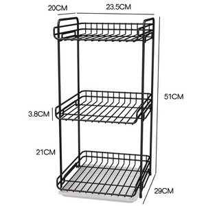 3 tiers bathroom cabinet spice storage rack Square Metal Wire kitchen  dish shelf