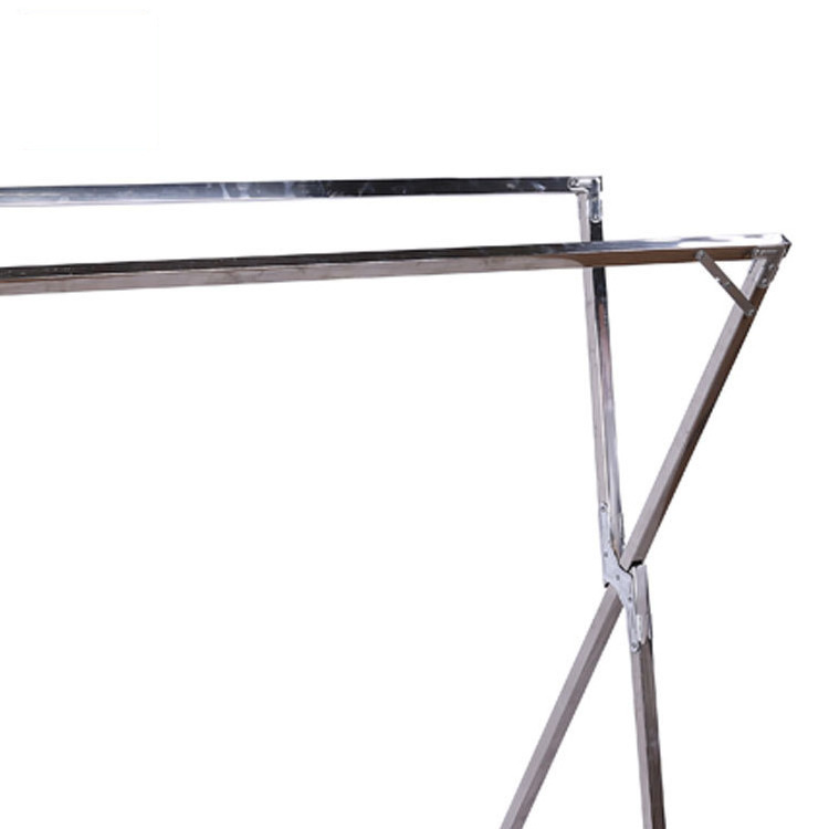 Outdoor Universal galvanized steel pipe X Folding clothes rack with windbreak hook