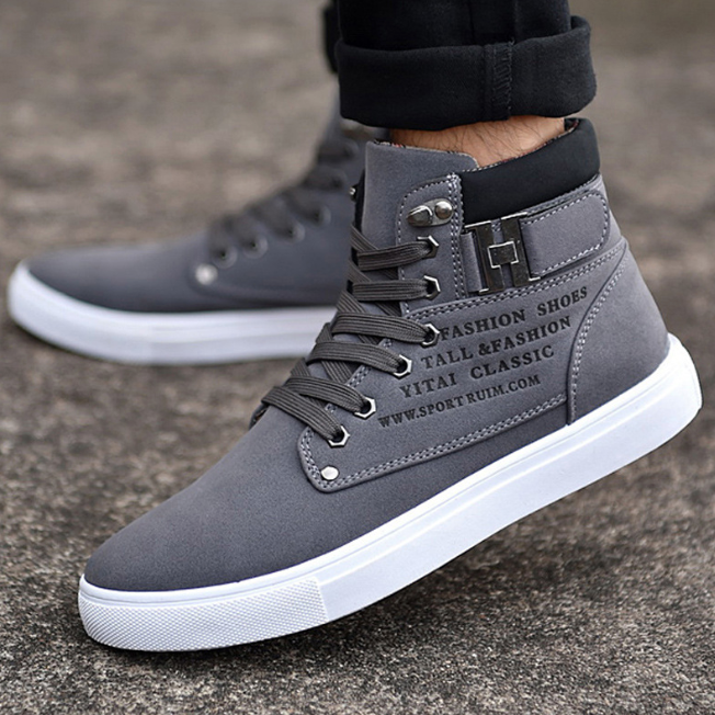 Spring new Korean version men's shoes high-top sneakers retro casual lace-up men's trendy  boots