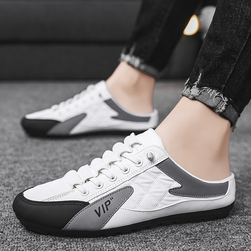 Spring new men's shoes Korean version the trend everything casual shoes lazy one foot off half drag board sneakers bean shoes