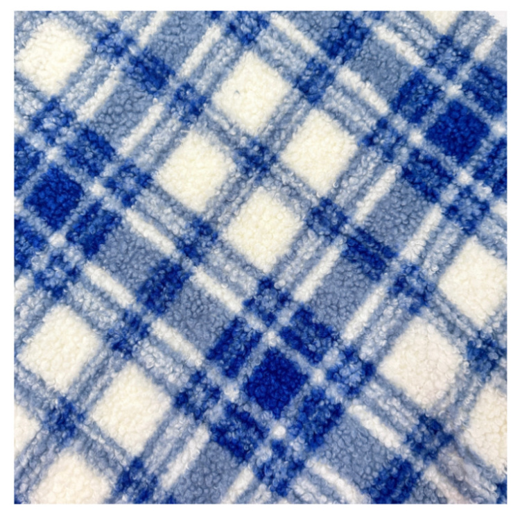 2023 new Altai printed plaid fabric lamb wool printed fabric jacket sweatshirt fabric