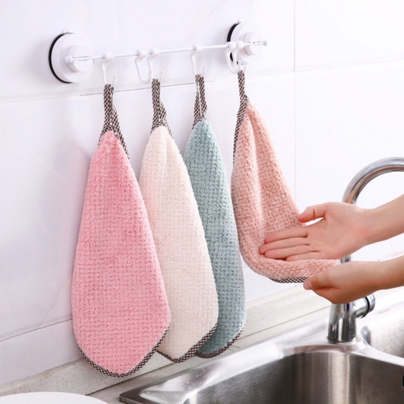 Microfiber Kitchen Dish Cloths Absorbent Hanging Microfiber Fast Drying Kitchen Cleaning Towels for Home