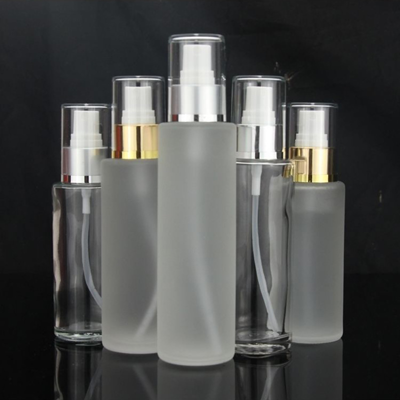 Frosted Glass Lotion Bottle Water Milk Skincare Pressed Spray Bottle Cosmetic Dispenser Bottles