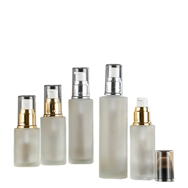 Frosted Spray Bottle 50ml Glass Push Lotion Bottle Vacuum Cosmetic Dispenser Bottle 100ml