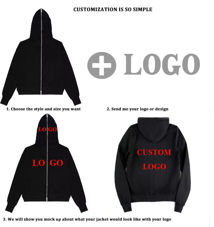 Custom Full Zip Up Hoodie Unisex Custom Full Face Zip Up 3D Puff Print Rhinestone All Over Full Zipper Hoodie With Logo Design