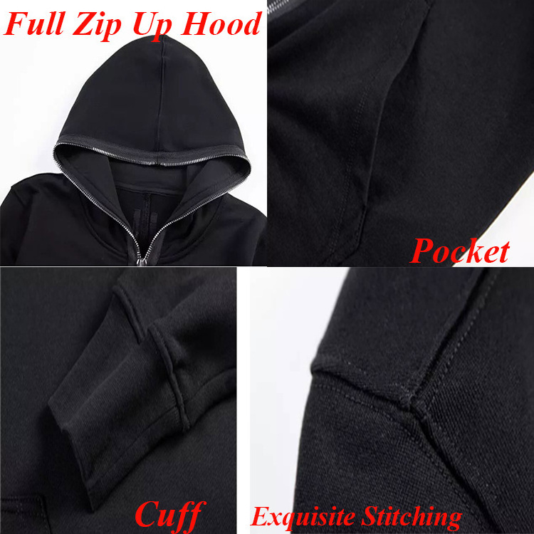 Custom Full Zip Up Hoodie Unisex Custom Full Face Zip Up 3D Puff Print Rhinestone All Over Full Zipper Hoodie With Logo Design