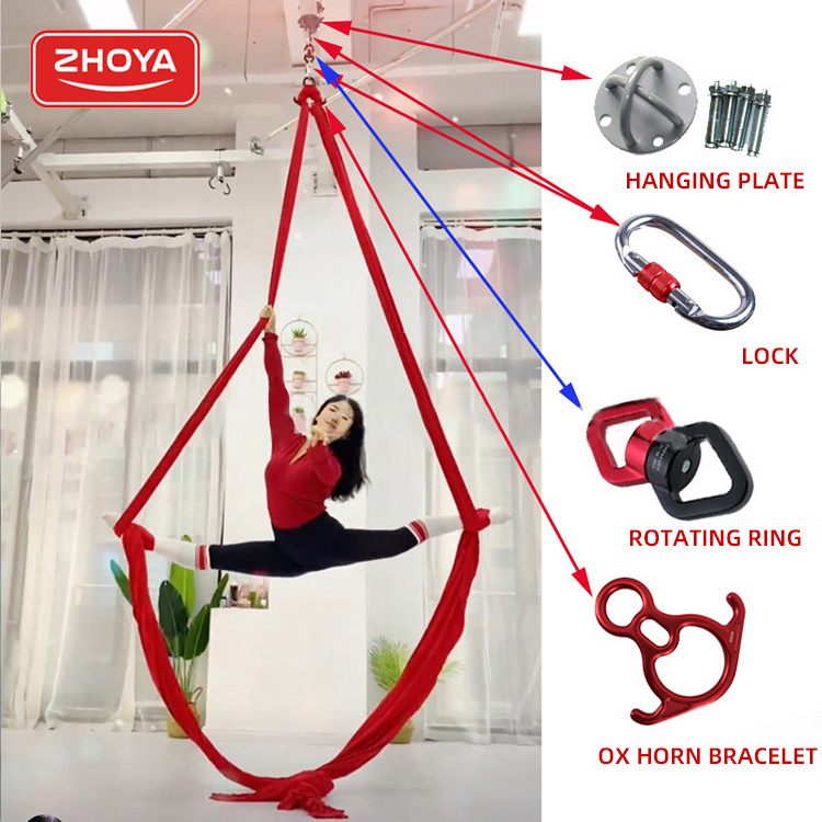 Custom Swing Aerial Air Flying Yoga Pilates Hammock Set Stand with Ceiling Anchors for Home Yoga Exercise