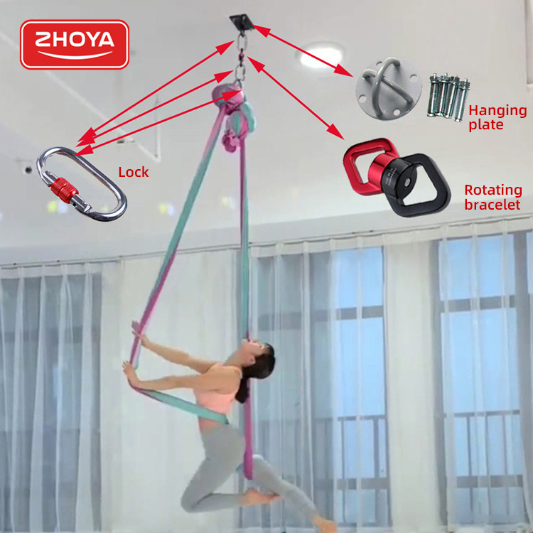 Custom Swing Aerial Air Flying Yoga Pilates Hammock Set Stand with Ceiling Anchors for Home Yoga Exercise