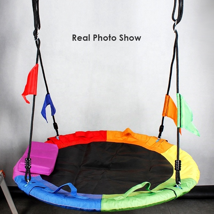 40 Inch Saucer Tree Swing Flying 660lb Weight Capacity Adjustable Multi-Strand Ropes Colorful Safe Durable Swing Seat for Kids