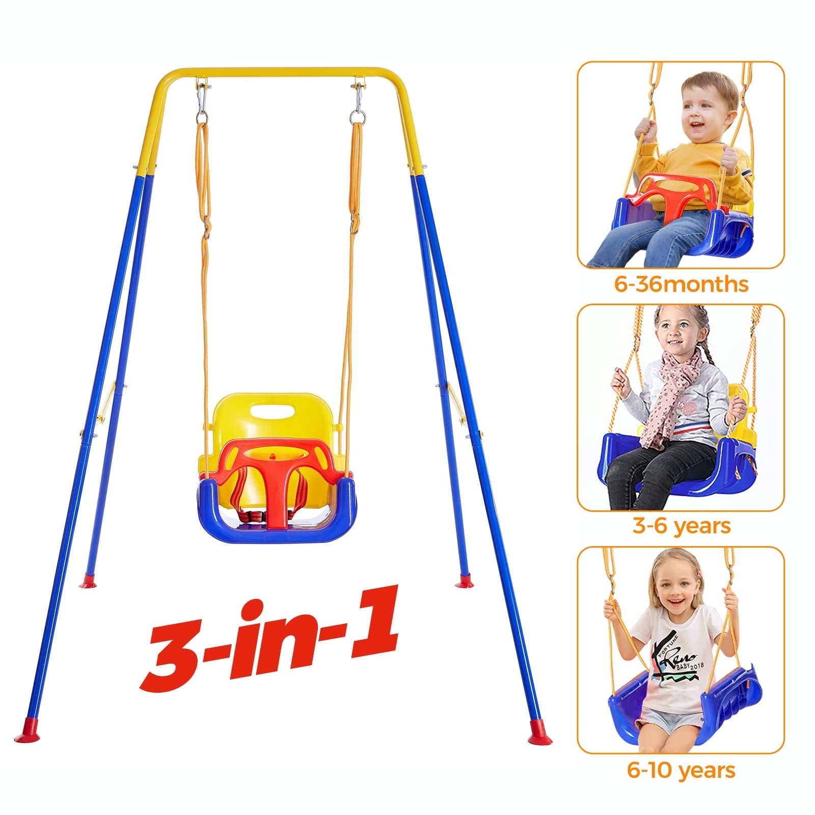 ZHOYA Bucket Style Swing Seat Infant Swing Nylon Rope Comfortable and Secure Easy Load Attaches to Most Swing Sets