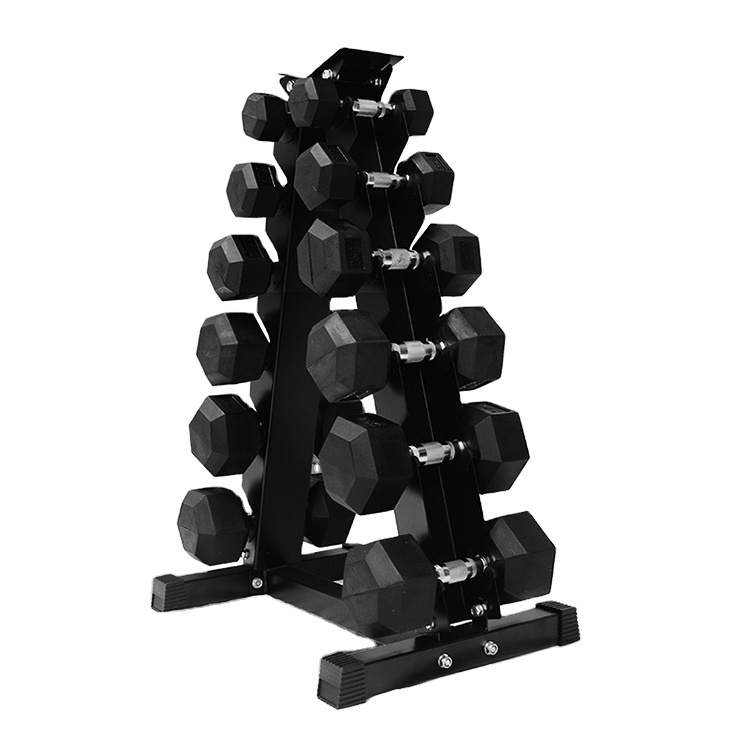 Zhoya Manufacturer KG LB Custom Logo Rubber Coated Full Black Home Gym Equipment Weight Set Hex Dumbbells