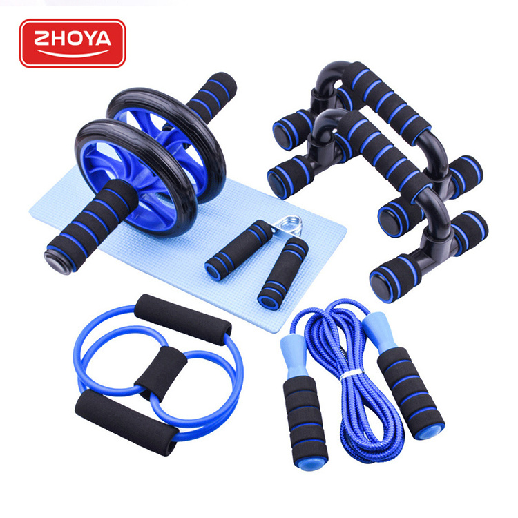 Zhoya 7pcs Kit Abs Portable Equipment For Home Exercise Muscle Strength Sets Exercise Abdominal Roller Wheels