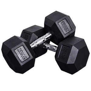 Zhoya Manufacturer KG LB Custom Logo Rubber Coated Full Black Home Gym Equipment Weight Set Hex Dumbbells