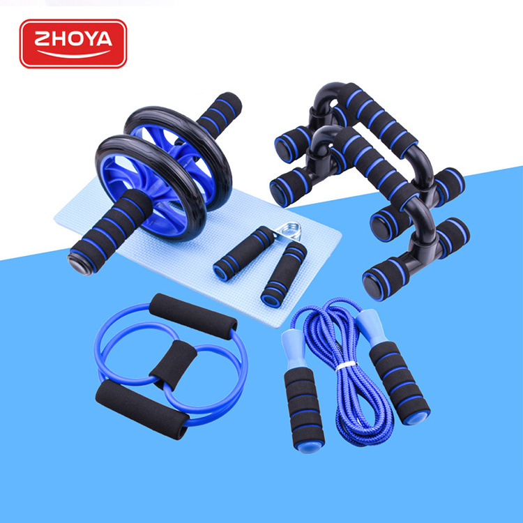 Zhoya 7pcs Kit Abs Portable Equipment For Home Exercise Muscle Strength Sets Exercise Abdominal Roller Wheels