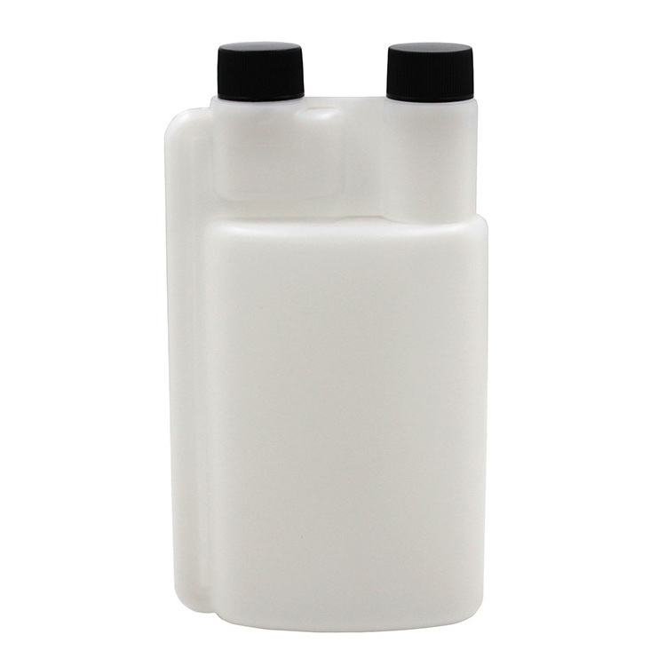 Hdpe Dosing Measuring Twin Double Neck Plastic Dual Chamber Bottle