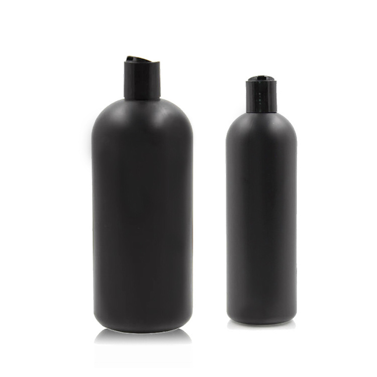 Boston Round 500ML 16 OZ Black Plastic Bottle For Cosmetics