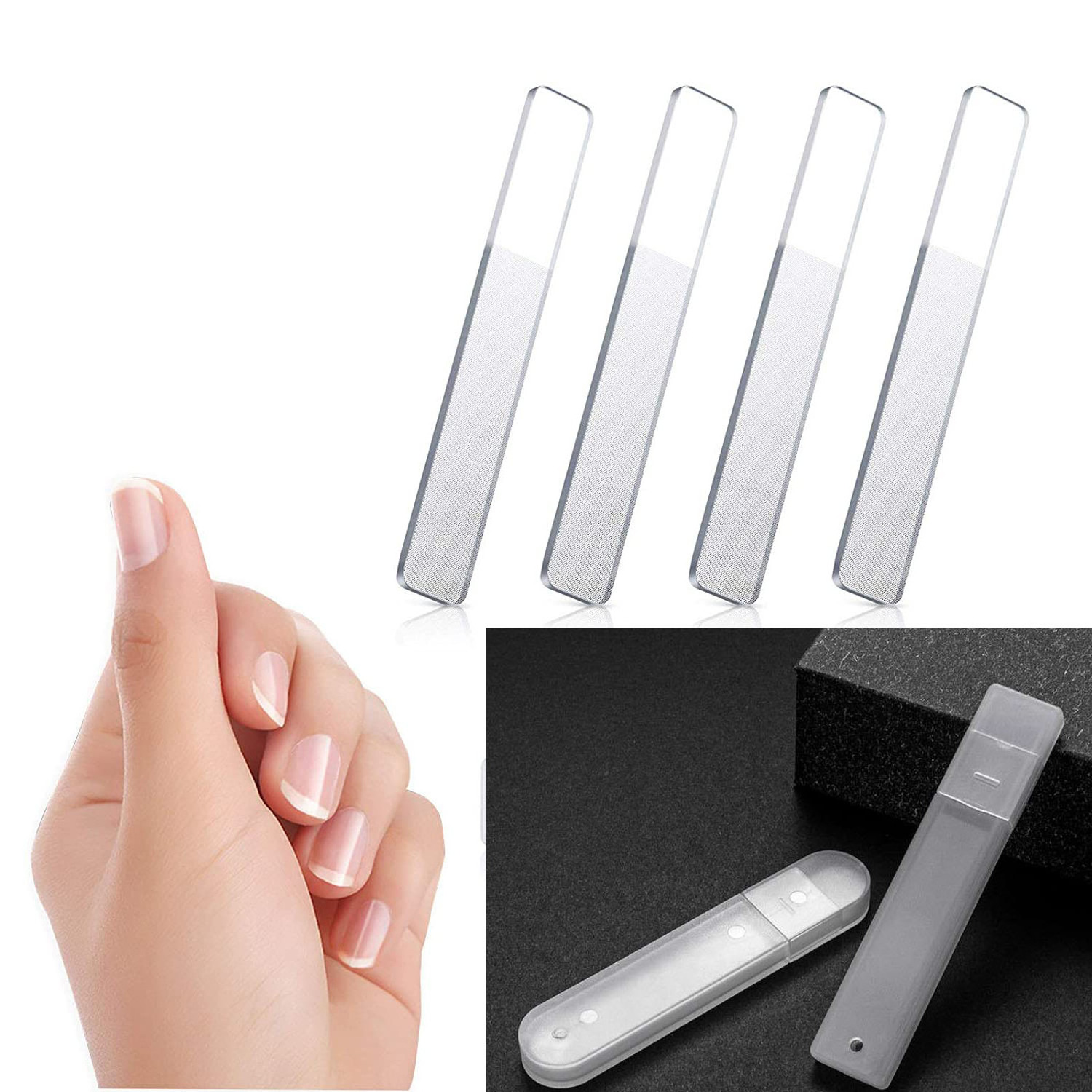 Nano Glass Nail File Professional Nail Shine Buffer Polisher with case for Natual Nail Shine