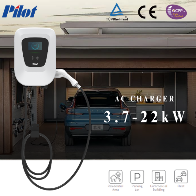 Pilot OEM ODM PEVC2201E home electric car charger ev charging station ac 11kw  level 2 ev charger Type 2 with screen