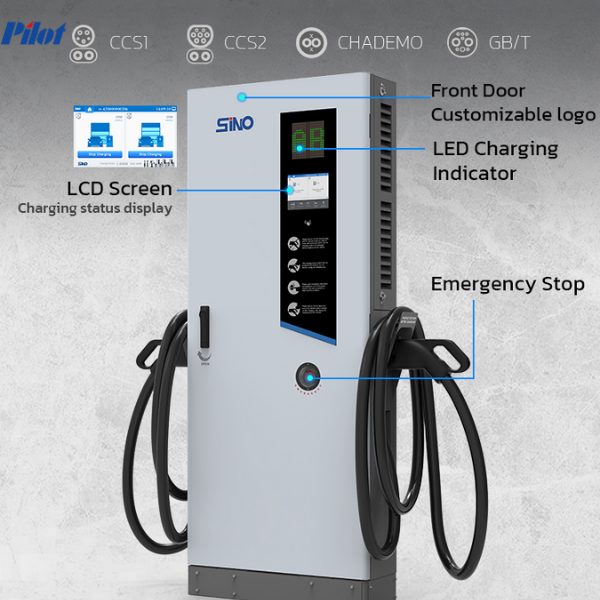 Pilot Sino Commerical Level 3 Charging Station CCS2 CCS1 ChadeMo DC Fast EV Car Charger 60kw