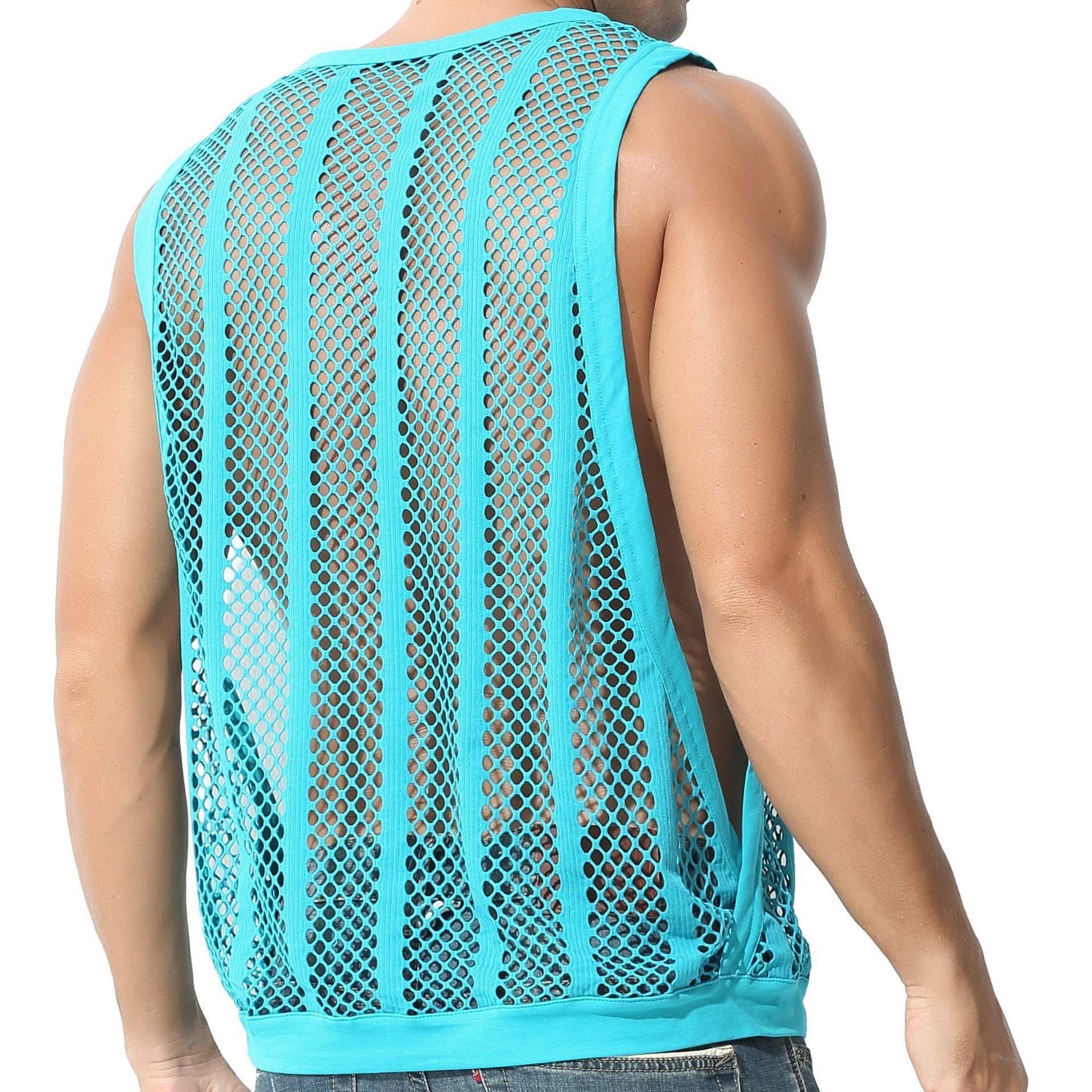 Factory Wholesale Solid Color Rib Knit Basic Hollow Out Vest Men