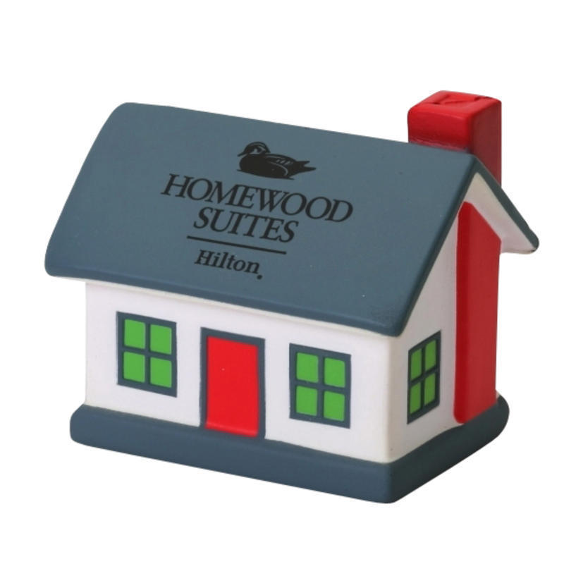 Logo printed pu foam house shape stress ball