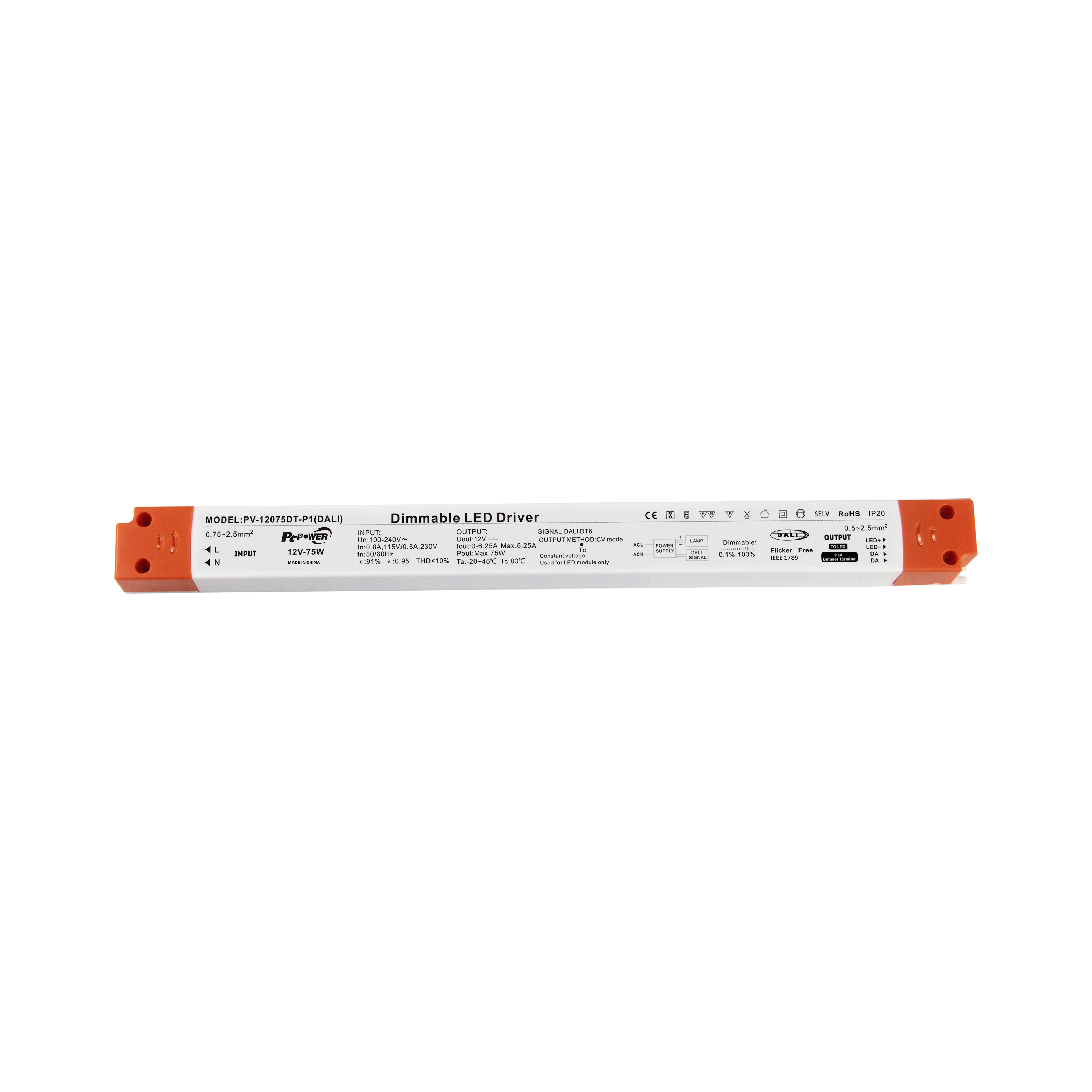 LED Switching Power Supply AC DC 12V 24V 36W 75W 100W 150W IP20 DALI dimmable LED Driver for rgb LED Strip Light