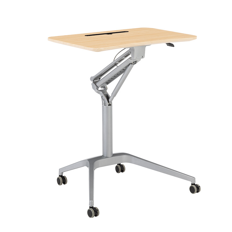 Pneumatic Desk Height Adjustable Laptop Table with Wheels Mobile Standing Desk