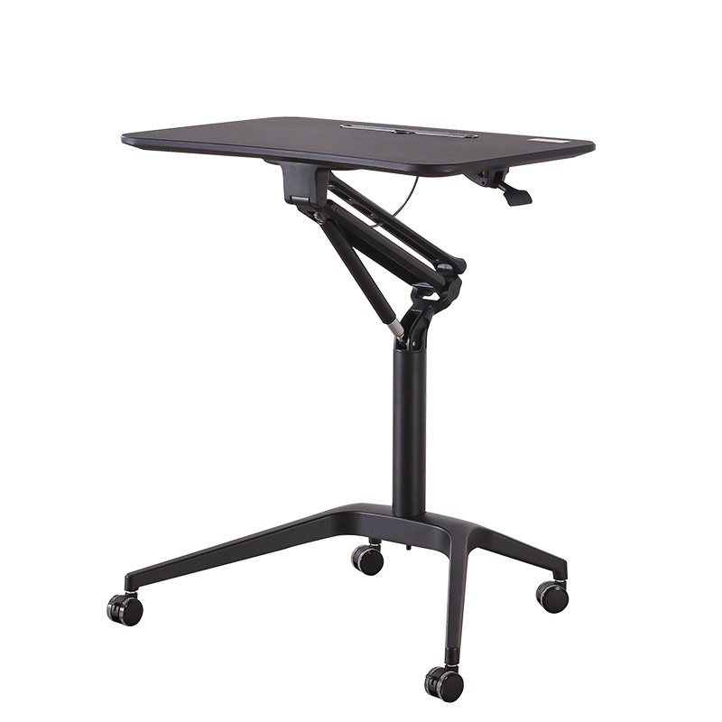 Pneumatic Desk Height Adjustable Laptop Table with Wheels Mobile Standing Desk