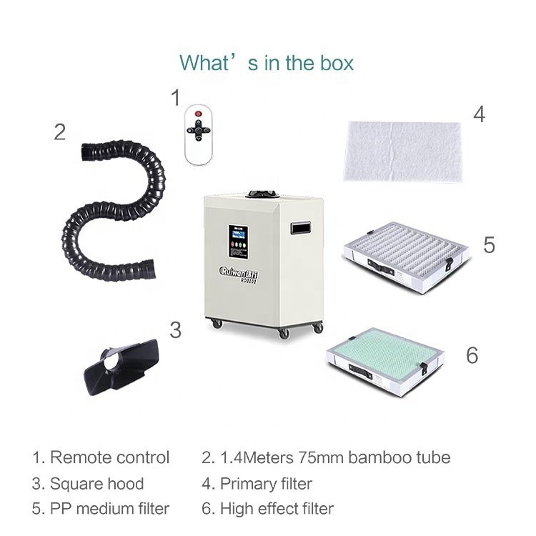 Ruiwan Beauty Salon Nail Dust And Smoke Vacuum Collector Air Purifier High Quality Fume Extractor